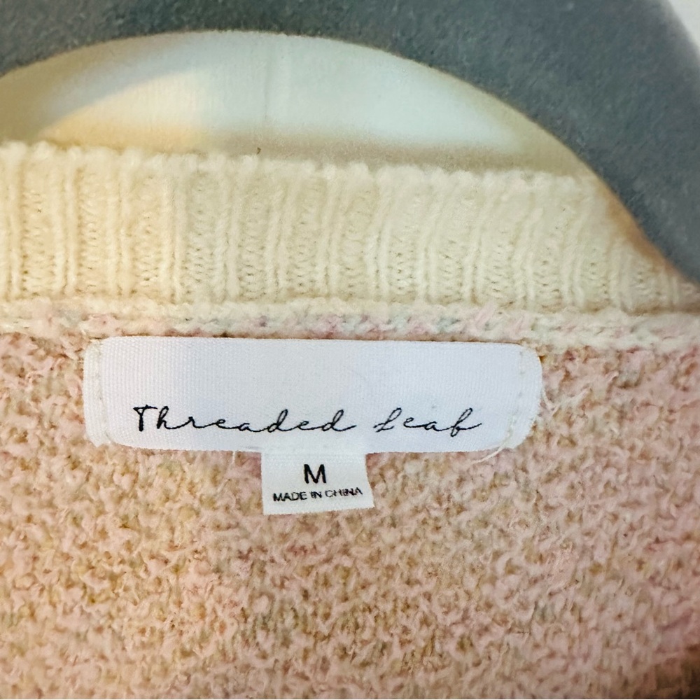 Threaded Leaf Heart Sweater Medium M - image 3